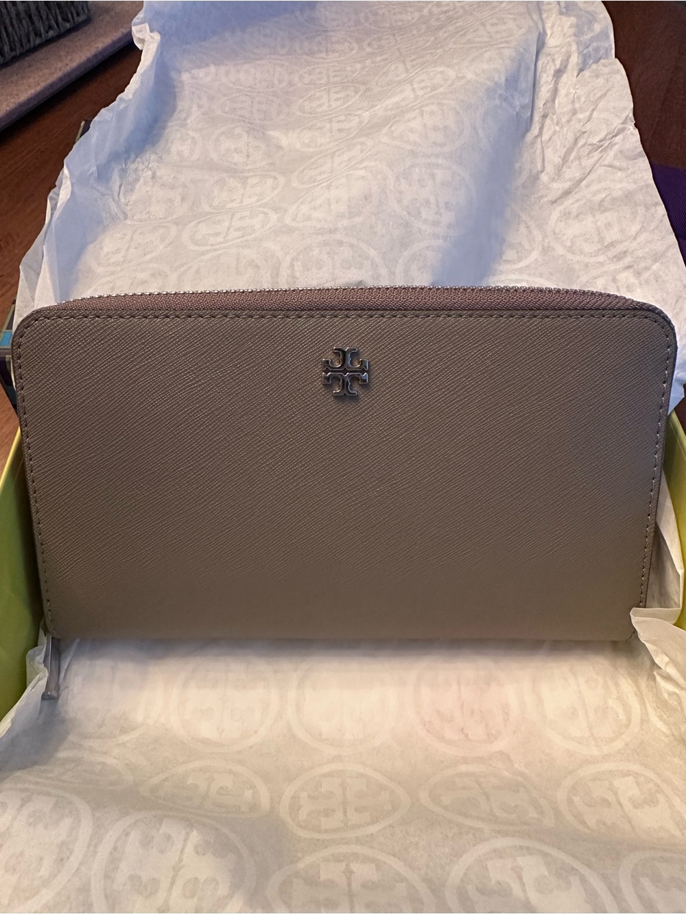 Tory Burch Zip-Around Wallet in French Gray